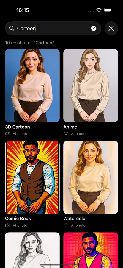 One face rendered in several styles