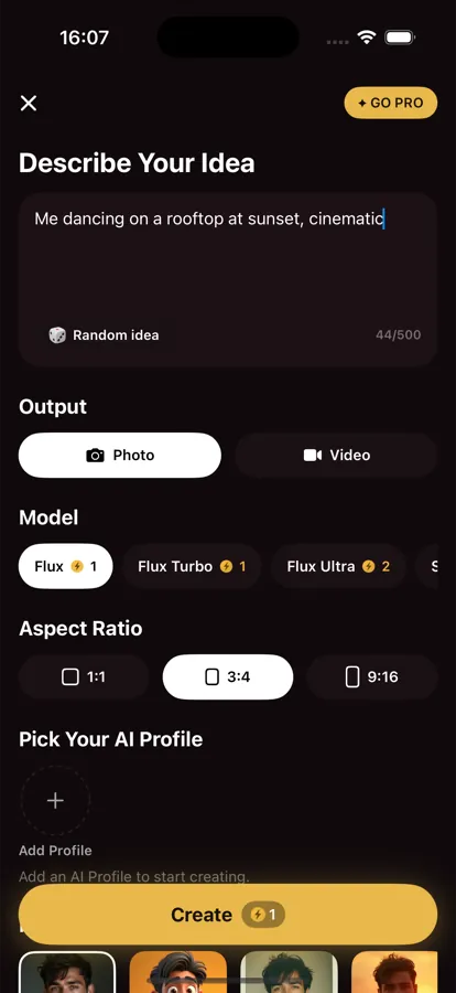 Motionly prompt screen